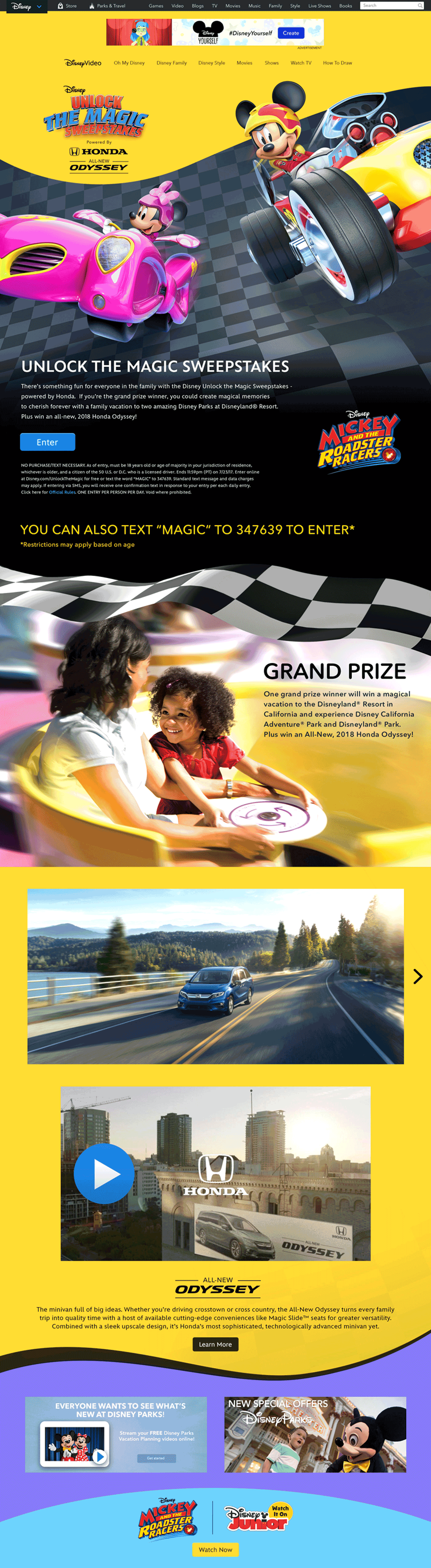 Disney Sweepstakes detail 1