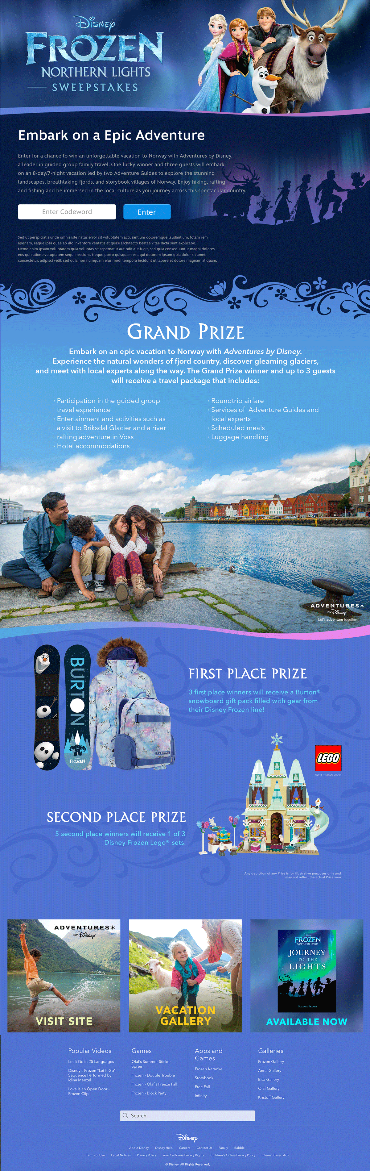 Disney Sweepstakes header